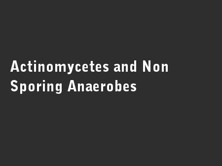 Actinomycetes and Non Sporing Anaerobes